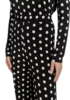 Women's Dot Print Wide Leg Pants