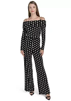 Women's Dot Print Wide Leg Pants