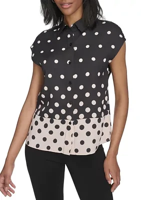Women's Short Sleeve Ombré Dot Shirt