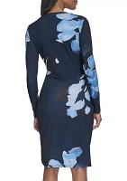 3/4 Sleeve Floral Jersey Dress