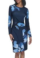 3/4 Sleeve Floral Jersey Dress