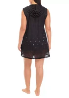 Plus Sleeveless Laser Cut Swim Cover Up