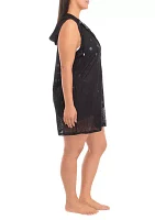 Plus Sleeveless Laser Cut Swim Cover Up