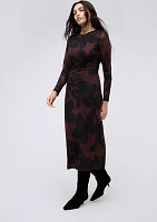 Women's Smudge Printed Mesh Midi Dress