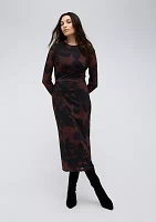 Women's Smudge Printed Mesh Midi Dress