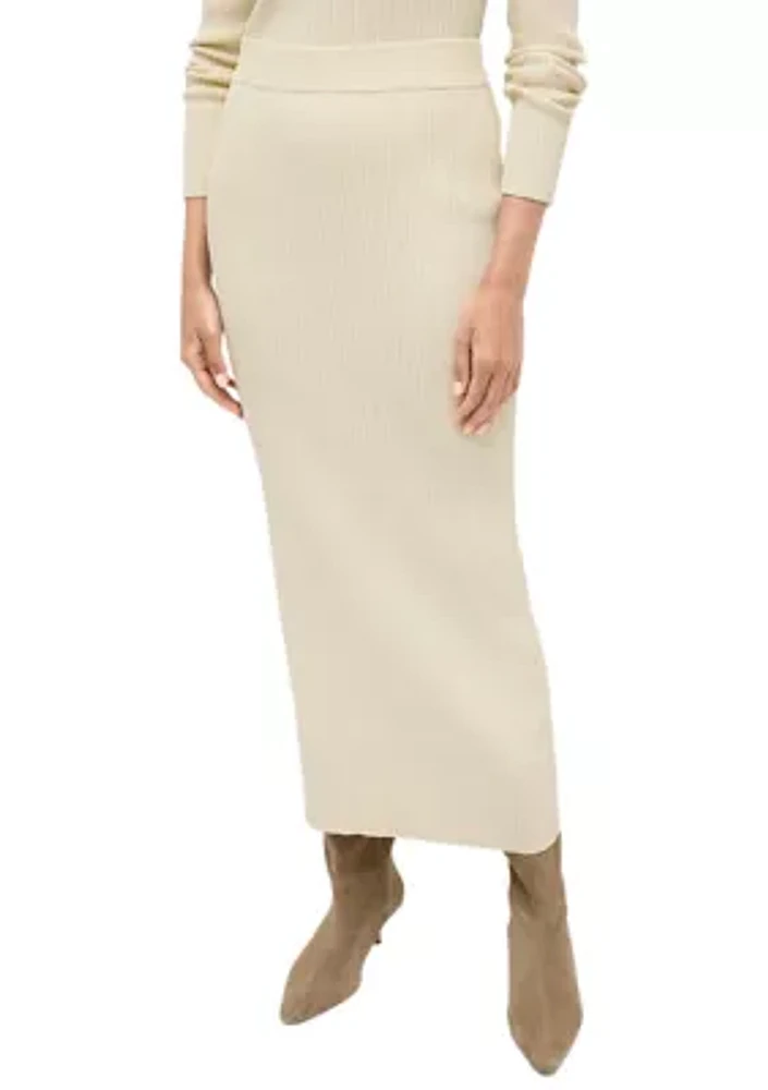 Women's Ribbed Knit Midi Skirt