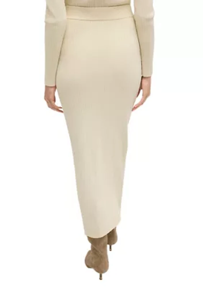 Women's Ribbed Knit Midi Skirt