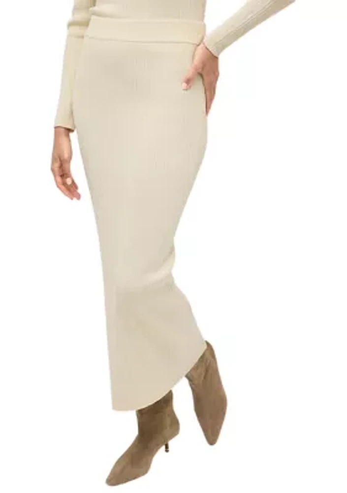 Women's Ribbed Knit Midi Skirt