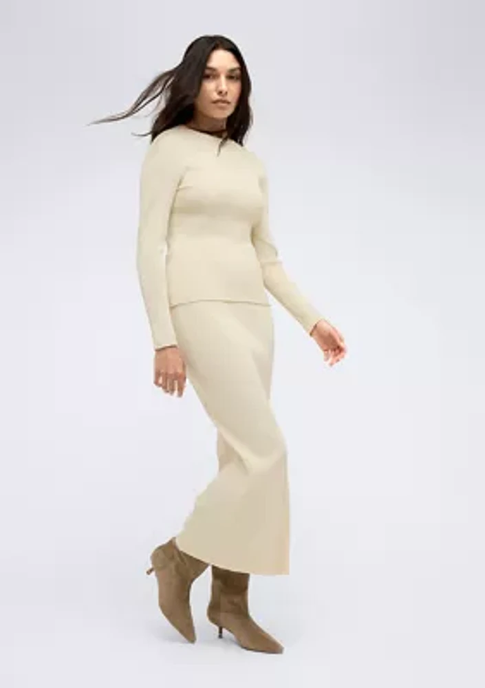 Women's Ribbed Knit Midi Skirt