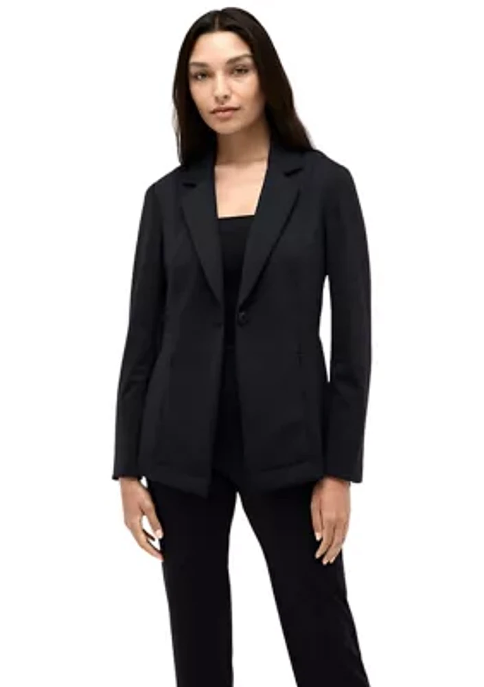 Women's Notch Collar One Button Athletic Straight Blazer