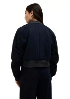 Women's Ruch Sleeve Pinstripe Bomber Jacket