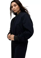 Women's Ruch Sleeve Pinstripe Bomber Jacket