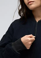 Women's Ruch Sleeve Pinstripe Bomber Jacket