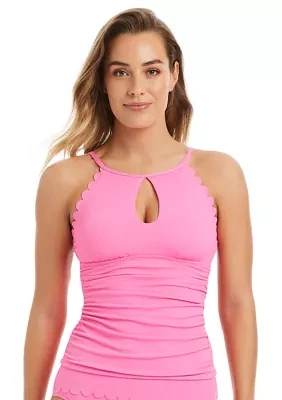 Pique High Neck Tankini Swim Top