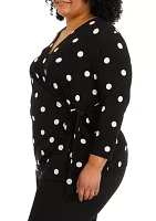 Plus Printed 3/4 Sleeve Wrap Top