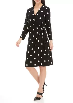 Women's Black and White Dot Printed Dress