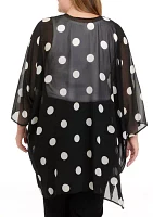 Plus Size Dot Print Sheer Cardigan 