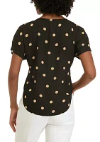 Women's Large Dot Printed Boat Neck Blouse