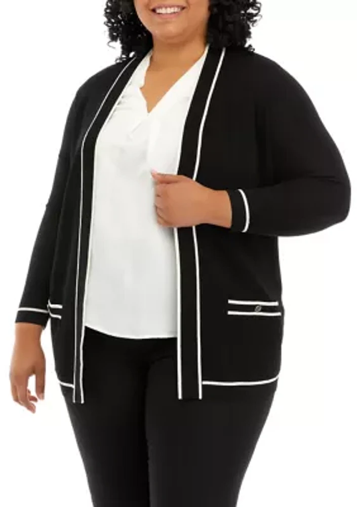 Plus Malibu Cardigan with Tipping