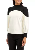 Women's NYC Compression Color Blocked Mock Neck Top