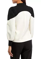 Women's NYC Compression Color Blocked Mock Neck Top