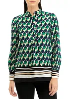 Women's Printed Popover Top with Straight Hem