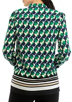 Women's Printed Popover Top with Straight Hem