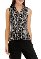 Petite Printed Triple Pleat Top