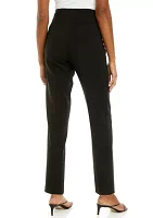 Women's Fly Front Hollywood Waist Slim Ankle Pants with Darts