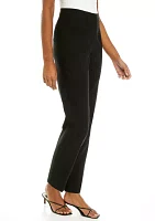 Women's Fly Front Hollywood Waist Slim Ankle Pants with Darts