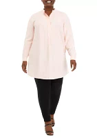 Plus Long Sleeve Popover Blouse