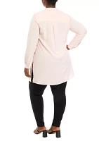 Plus Long Sleeve Popover Blouse