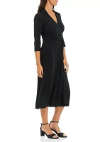 Women's Collared Wrap Midi Dress