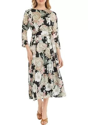 Women's Dolman Sleeve Midi Dress with D Rings