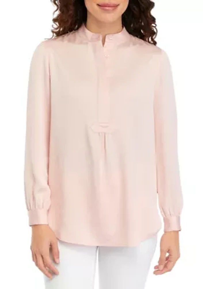 Petite Long Sleeve Popover Top