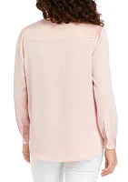 Petite Long Sleeve Popover Top