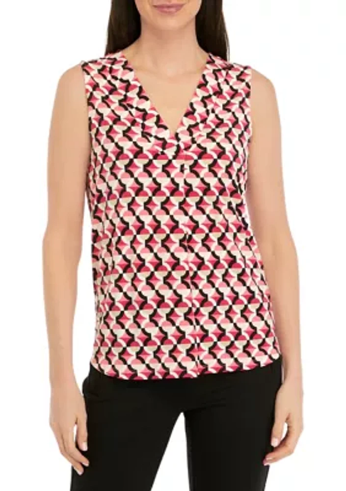 Women's Printed Pleat Front Top