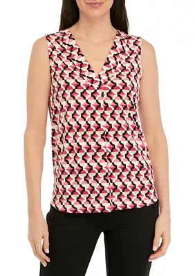 Women's Printed Pleat Front Top