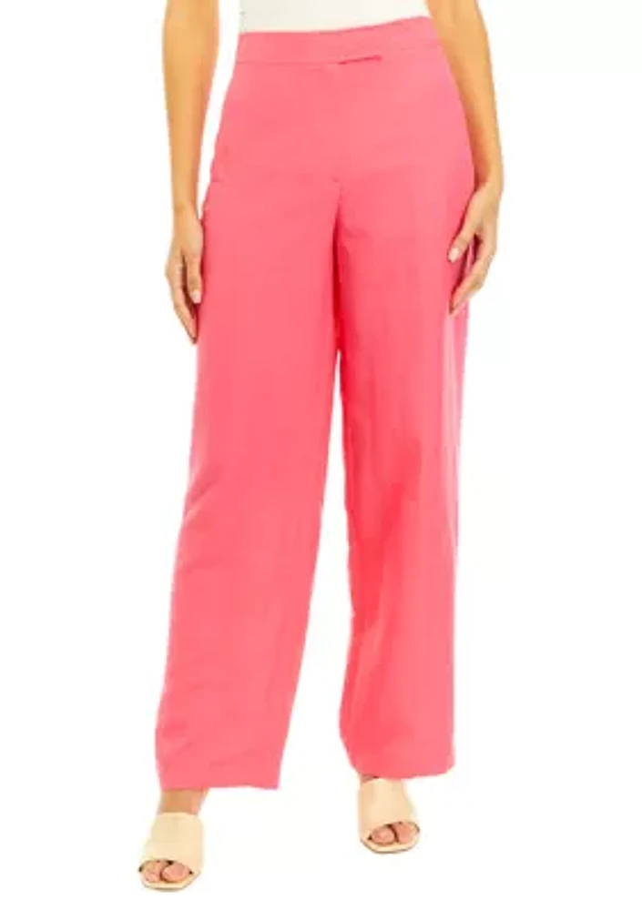 Women's Fly Front Wide Leg Trouser Pants