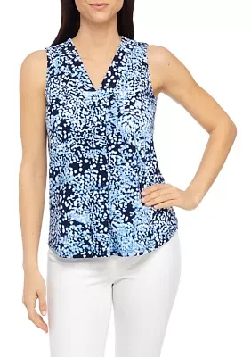 Women's Printed Pleated Front Top