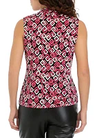 Petite Printed Triple Pleat Top