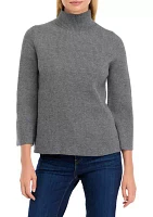 Petite Mock Neck Ribbed Directional Stitch Sweater