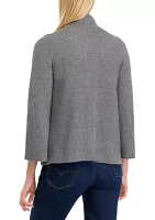 Petite Mock Neck Ribbed Directional Stitch Sweater