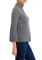 Petite Mock Neck Ribbed Directional Stitch Sweater