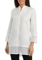 Women's Eyelet Popover Blouse