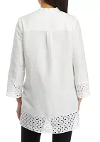 Women's Eyelet Popover Blouse