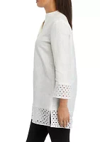 Women's Eyelet Popover Blouse