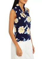 Petite Printed Triple Pleat Top