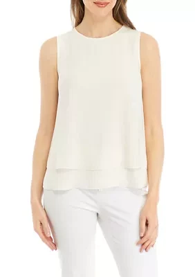 Petite Sleeveless Double Layer Blouse