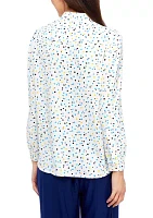 Petite Printed Popover Blouse